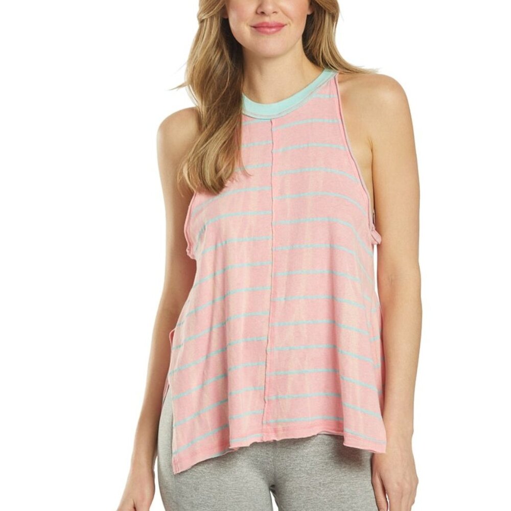 Free People Movement Making Waves Tank Top Cotton Striped Pink Size Medium NEW
